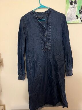 Women's Long Sleeve Tuxedo Bib Shirt Dress